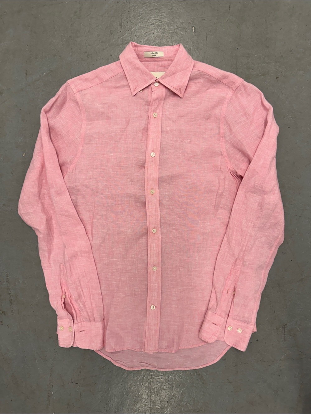 Gant Pink Slim Fit Linen Button-Up Shirt Size S